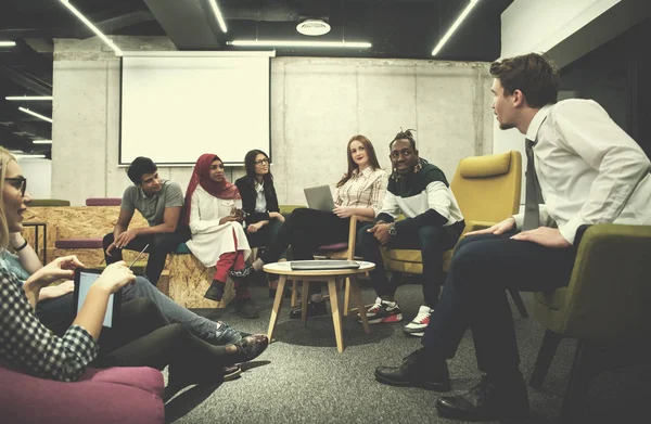 Multiethnic startup business team having meeting — Stock Photo, Image