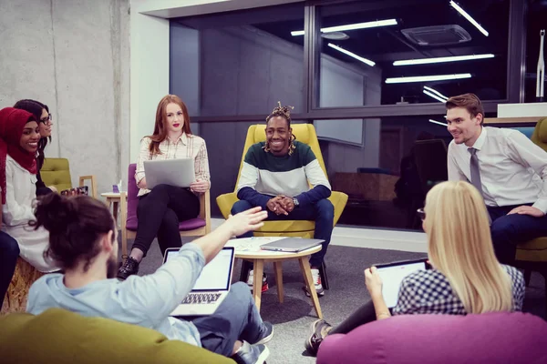 Multiethnic startup business team having meeting — Stock Photo, Image