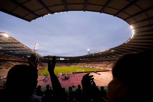 Fußballfans unterstützen ihre Lieblingsmannschaft — Stockfoto