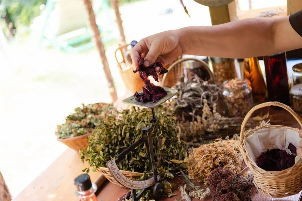 Herbalist pequeno empresário proprietário — Fotografia de Stock