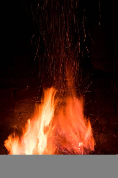Traditional blacksmith furnace with burning fire — Stock Photo, Image