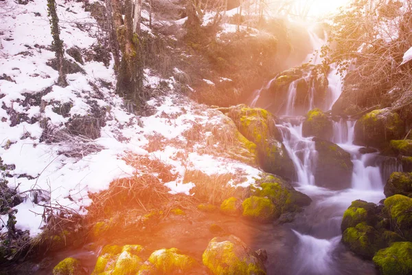 Beautiful winter waterfall — Stock Photo, Image