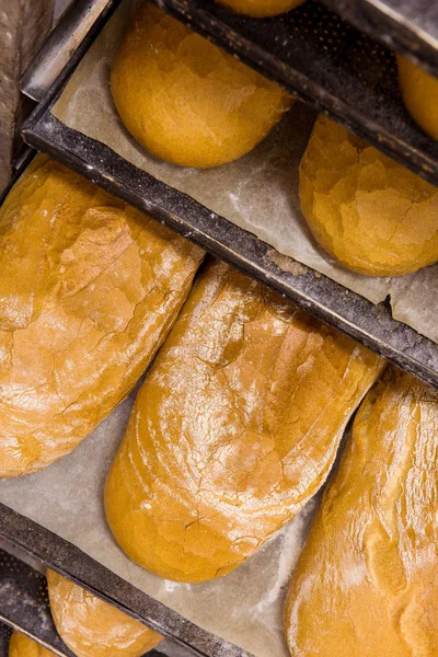Broodbakkerij voedselfabriek productie met verse producten — Stockfoto