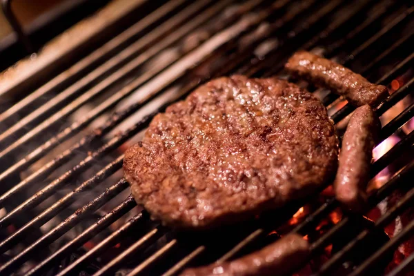 Delicious grilled meat on barbecue — Stock Photo, Image