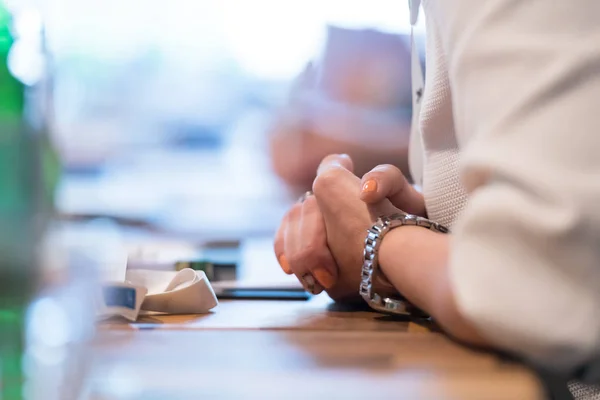 Close up of business people taking notes — Stock Photo, Image