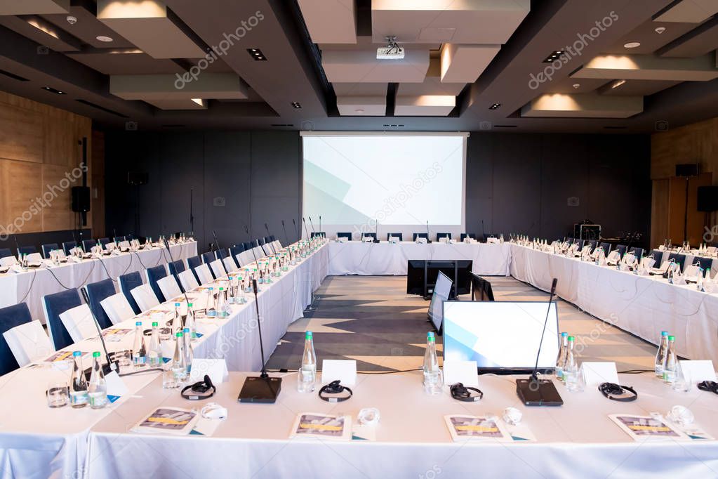 interior of big modern conference room