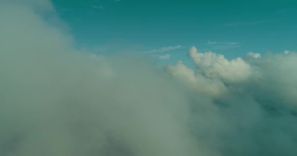 Antenowa Mucha Nad Chmurami Błękitnym Niebem Tle Piękny Słoneczny Dzień — Wideo stockowe
