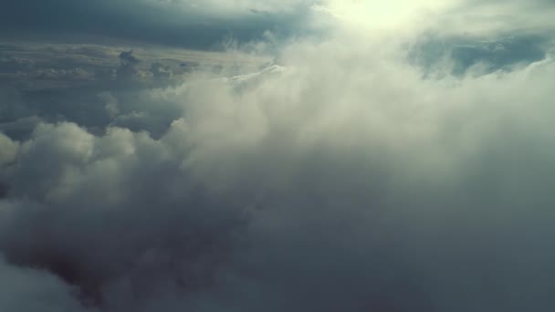 Luchtvlieg Boven Wolken Met Blauwe Lucht Achtergrond Mooie Zonnige Dag — Stockvideo