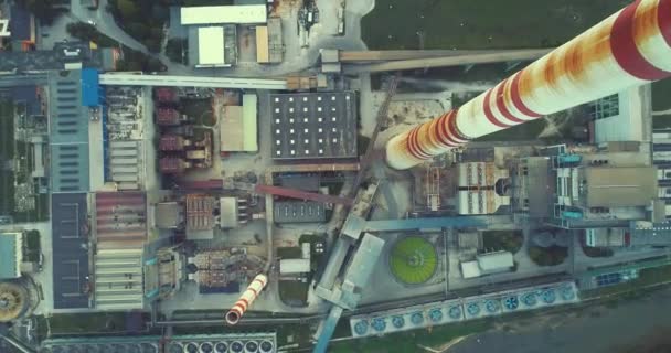 Antena Energia Elektrownia Cieplna Elektrownia Zachód Słońca Noc Top View — Wideo stockowe