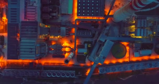 Centrale Électrique Énergie Aérienne Centrale Thermique Coucher Soleil Crépuscule Nuit — Video