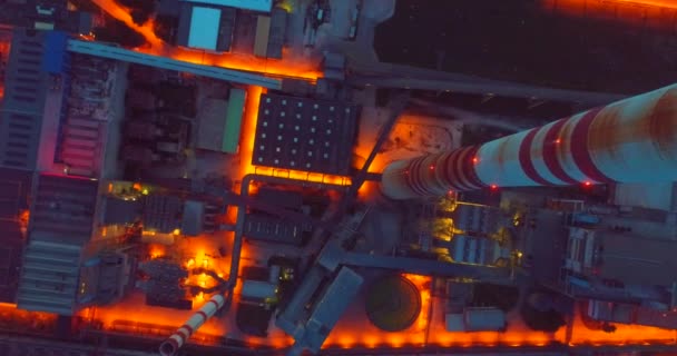 夕阳西下夜景下的航空电站火力发电厂 — 图库视频影像