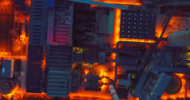 Повітряна Енергетична Електростанція Теплова Електростанція Заході Сонця Вночі Вид Зверху — стокове відео