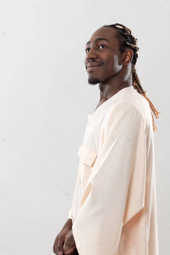 handsome african black man in traditional  clothes