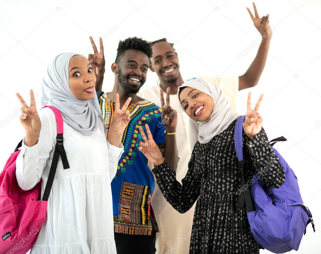 group of happy african students