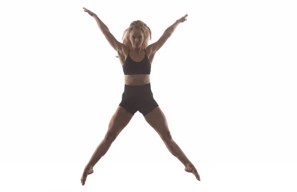 Jeune Belle Danseuse Sportive Collants Noirs Exécutant Ballet Style Moderne — Photo