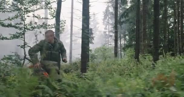 Ação militar na floresta densa, correndo atrás de terroristas, conceito de guerra e terrorismo — Vídeo de Stock