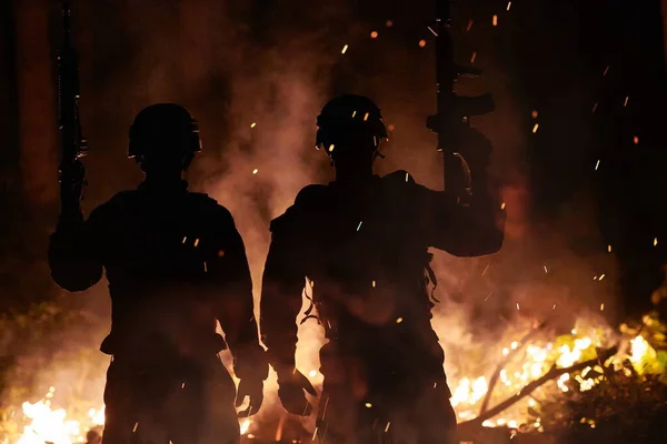 Marine Spéciale Forces Militaires Escouade Soldats Groupe Portrait Après Mission — Photo