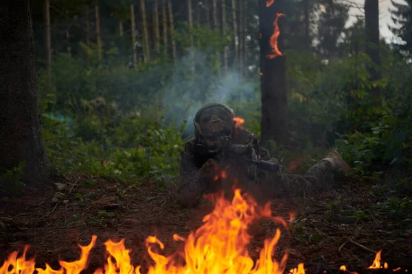 Soldado Guerra Moderna Combate Acción — Foto de Stock