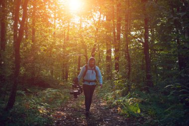 Profesyonel Film Kameralı Videograf Gimbal Stabilize Ediyor Ormandaki Askerlerin Eylem Çekimi