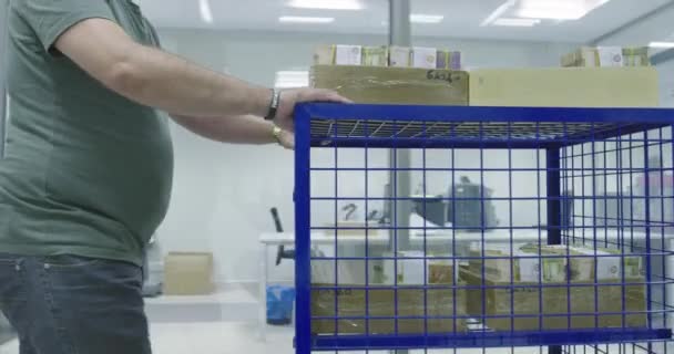 Картонные Коробки Заполненные Отсортированными Деньгами Хранящиеся Казначействе — стоковое видео