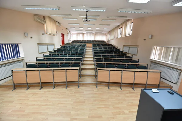 Sala Aula Vazia Universidade Colagem Volta Conceito Escola Tempo Pandêmico — Fotografia de Stock