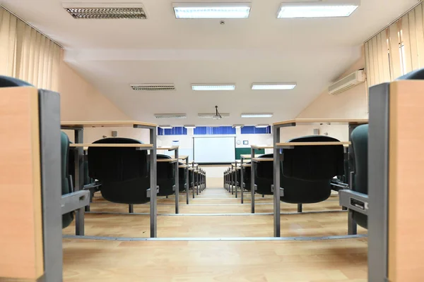 Sala Aula Vazia Universidade Colagem Volta Conceito Escola Tempo Pandêmico — Fotografia de Stock