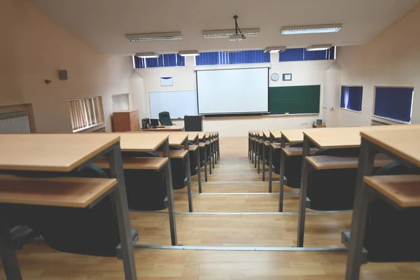 Sala Aula Vazia Universidade Colagem Volta Conceito Escola Tempo Pandêmico — Fotografia de Stock