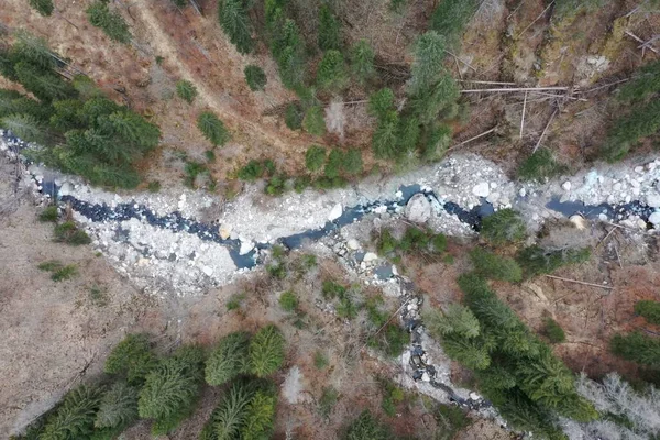 Alpský řeka potok sladké čisté vody pohled shora — Stock fotografie