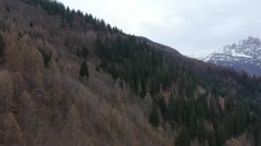 Kışın dağların tepelerinde kar yağıyordu. 