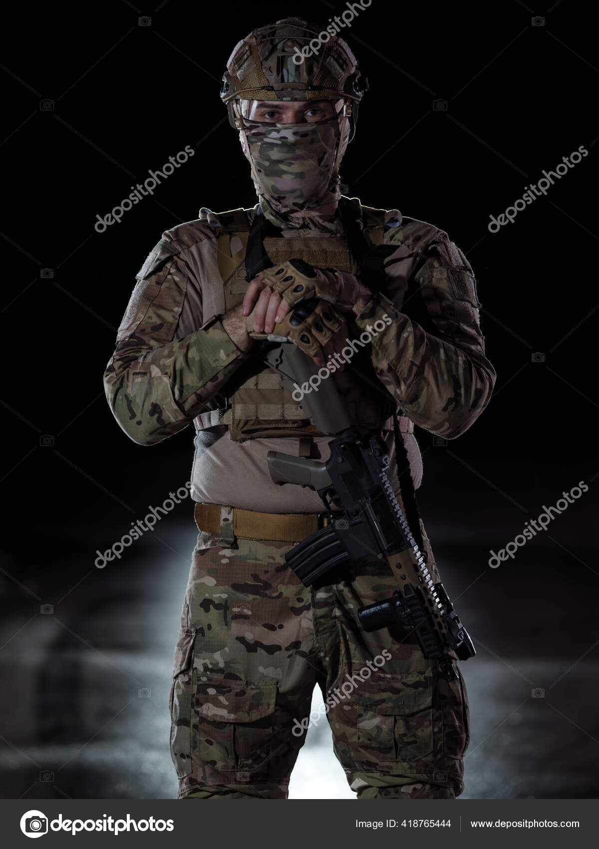 Soldier Weapon Full Military Equipment Combat Gear Night Mission — Stock  Photo © .shock #418765444
