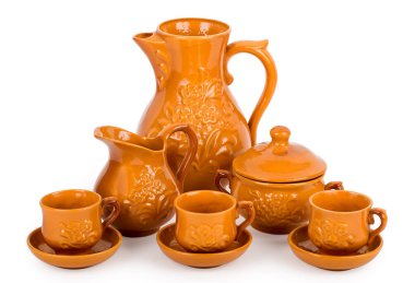 kil çay seti ve sürahi, üzerinde beyaz izole kapatmak