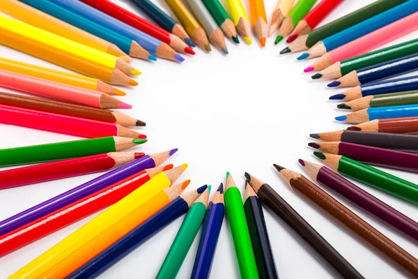 Coloured pencils round frame — Stock Photo, Image