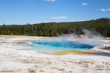 Yellowstone Ulusal Parkı 'ndaki kara kum gayzer havzası, ABD