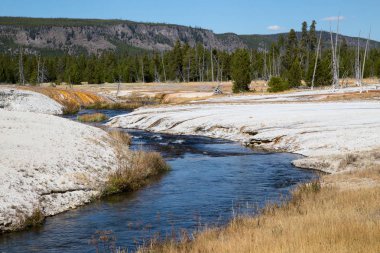 Yellowstone Ulusal Parkı 'ndaki kara kum gayzer havzası, ABD