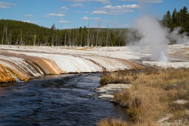 Yellowstone Ulusal Parkı 'ndaki kara kum gayzer havzası, ABD