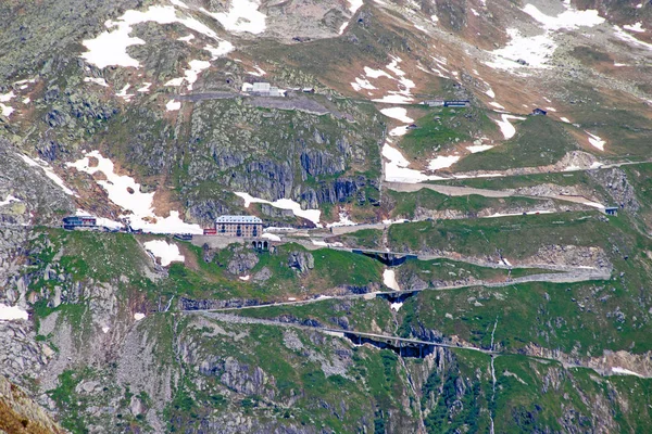 Serpentijn Weg Verbinding Alpine Passen Furka Grimsel — Stockfoto