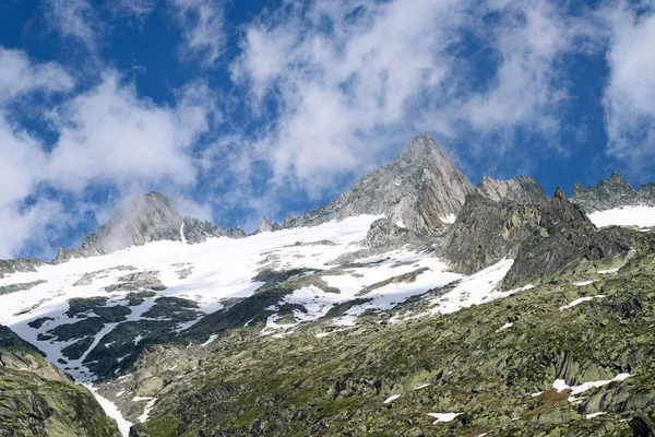 Rhonegletscher Quelle Der Rhone Schmilzt Und Zieht Sich Aufgrund Der — Stockfoto