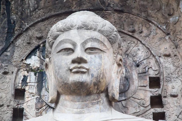Kuuluisa Longmen Grottoes Patsaat Buddhan Bodhisattvas Veistetty Monoliitti Rock Lähellä — kuvapankkivalokuva