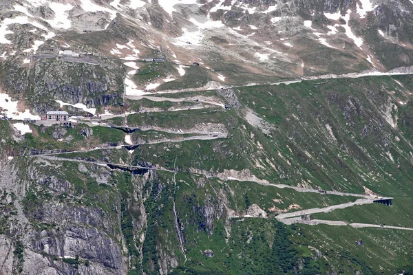 Serpentine Road Connectine Alpské Průsmyky Furka Grimsel — Stock fotografie