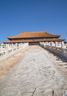 BEIJING, ÇİN - 14 Ekim 2017: Yasak Şehir (Saray Müzesi), Çin imparatorluk sarayı Ming hanedanlığından Qing hanedanlığının sonuna kadar (1420-1912)).