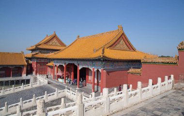 BEIJING, ÇİN - 14 Ekim 2017: Yasak Şehir (Saray Müzesi), Çin imparatorluk sarayı Ming hanedanlığından Qing hanedanlığının sonuna kadar (1420-1912)).