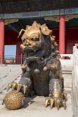 BEIJING, ÇİN - 14 Ekim 2017: Yasak Şehir (Saray Müzesi), Çin imparatorluk sarayı Ming hanedanlığından Qing hanedanlığının sonuna kadar (1420-1912)).