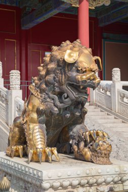 BEIJING, ÇİN - 14 Ekim 2017: Yasak Şehir (Saray Müzesi), Çin imparatorluk sarayı Ming hanedanlığından Qing hanedanlığının sonuna kadar (1420-1912)).