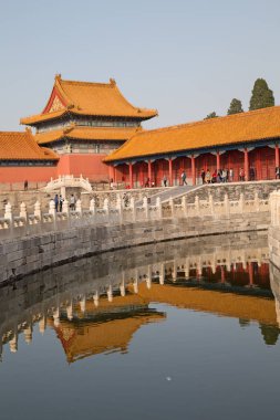 BEIJING, ÇİN - 14 Ekim 2017: Yasak Şehir (Saray Müzesi), Çin imparatorluk sarayı Ming hanedanlığından Qing hanedanlığının sonuna kadar (1420-1912)).