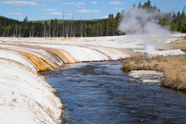 Yellowstone Ulusal Parkı 'ndaki kara kum gayzer havzası, ABD