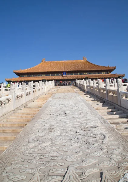 BEIJING, ÇİN - 14 Ekim 2017: Yasak Şehir (Saray Müzesi), Çin imparatorluk sarayı Ming hanedanlığından Qing hanedanlığının sonuna kadar (1420-1912)).