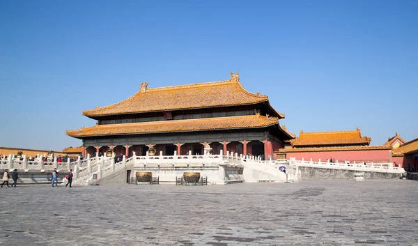 BEIJING, ÇİN - 14 Ekim 2017: Yasak Şehir (Saray Müzesi), Çin imparatorluk sarayı Ming hanedanlığından Qing hanedanlığının sonuna kadar (1420-1912)).