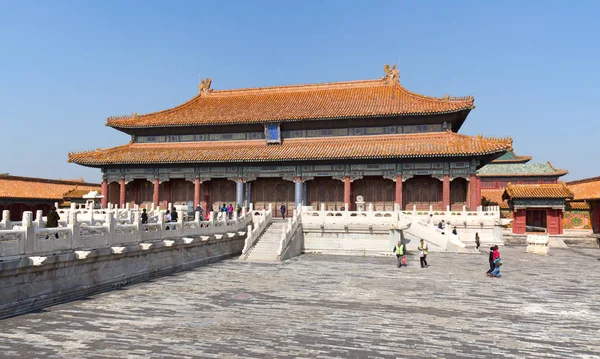 BEIJING, ÇİN - 14 Ekim 2017: Yasak Şehir (Saray Müzesi), Çin imparatorluk sarayı Ming hanedanlığından Qing hanedanlığının sonuna kadar (1420-1912)).