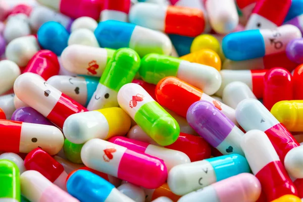 Collection of the colorful capsules with medicines