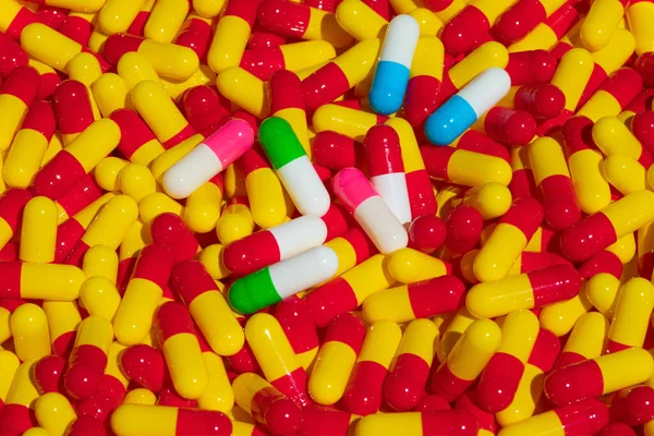 Sammlung Der Bunten Kapseln Mit Medikamenten — Stockfoto